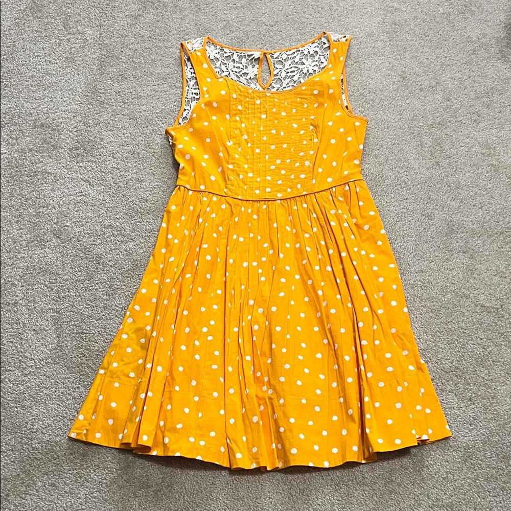 Anthropologie Orange Polka Dot Dress with Lace Back